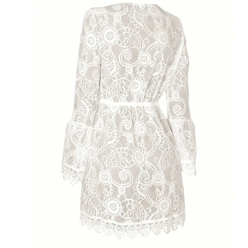 Boho Sheer Stretchy Waist Beach Swim Cover up - Picture 9 of 10